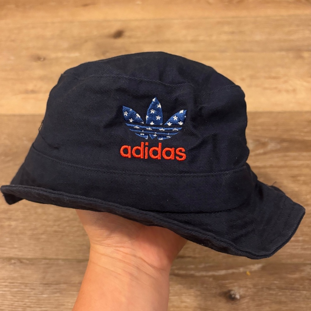 Adidas Americana Navy Blue Bucket Hat One Size Stars and Stripes 100% Cotton